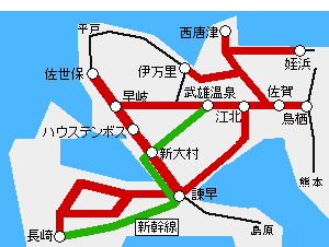ゴークエスト西九州フリーきっぷ有効区間図